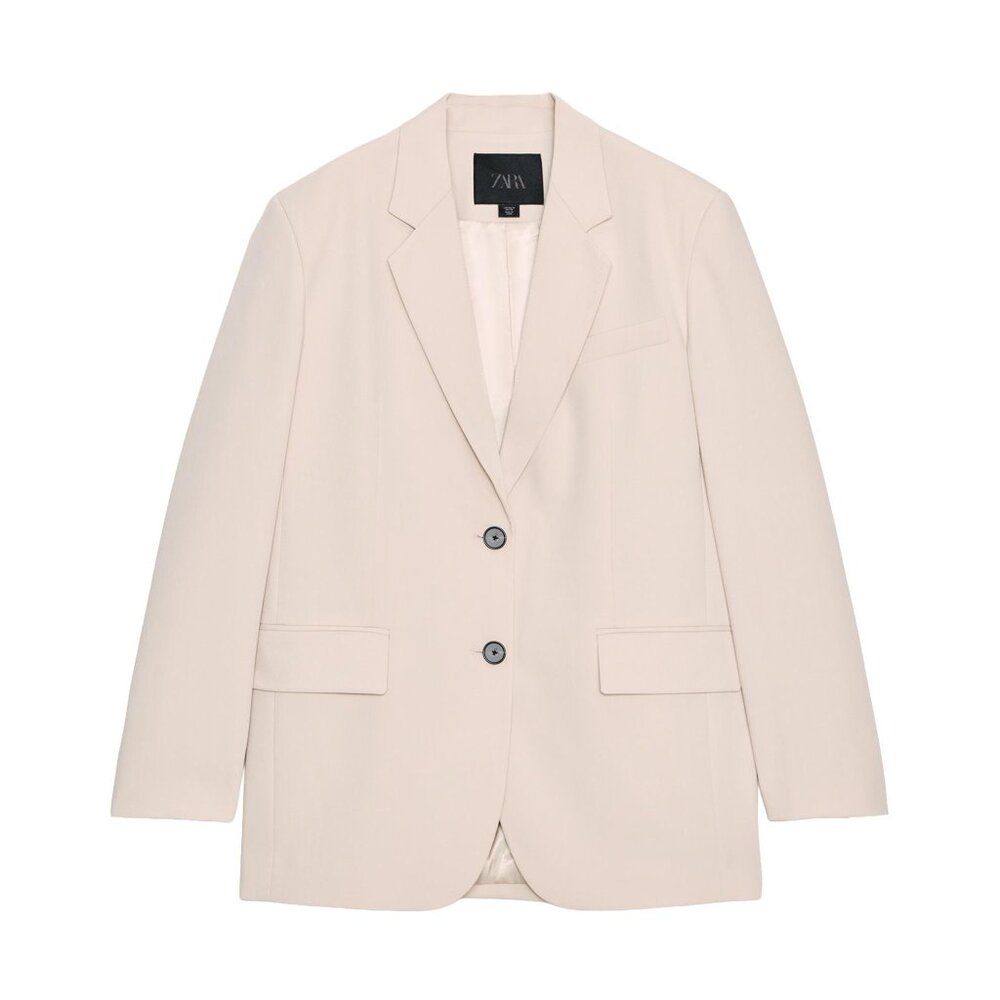 ZARA drapey white blazer - M